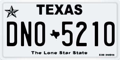 TX license plate DNO5210