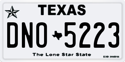 TX license plate DNO5223