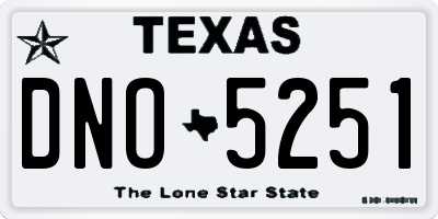 TX license plate DNO5251