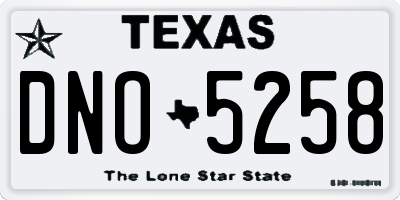 TX license plate DNO5258