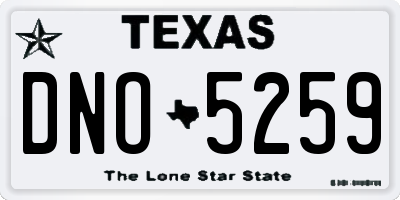 TX license plate DNO5259
