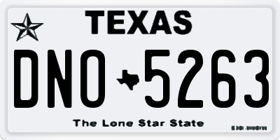 TX license plate DNO5263