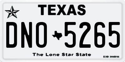 TX license plate DNO5265