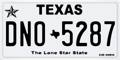 TX license plate DNO5287