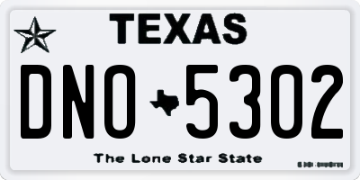TX license plate DNO5302