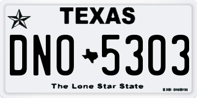 TX license plate DNO5303