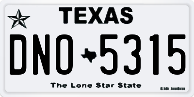 TX license plate DNO5315