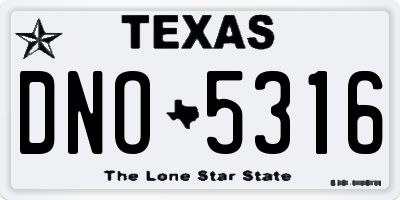 TX license plate DNO5316