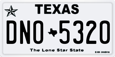 TX license plate DNO5320