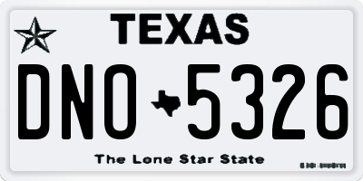 TX license plate DNO5326