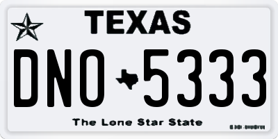 TX license plate DNO5333