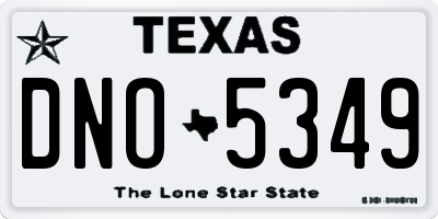 TX license plate DNO5349