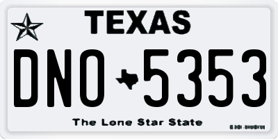 TX license plate DNO5353