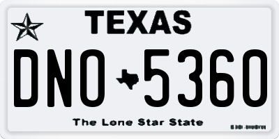 TX license plate DNO5360