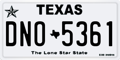 TX license plate DNO5361