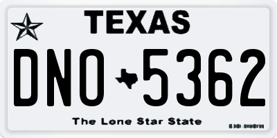 TX license plate DNO5362