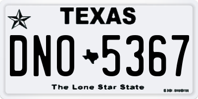 TX license plate DNO5367