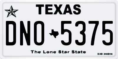 TX license plate DNO5375