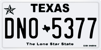 TX license plate DNO5377