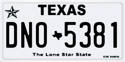 TX license plate DNO5381