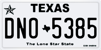 TX license plate DNO5385