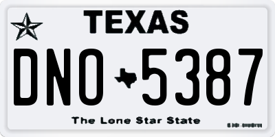 TX license plate DNO5387