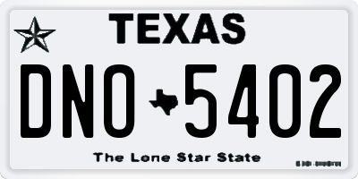 TX license plate DNO5402