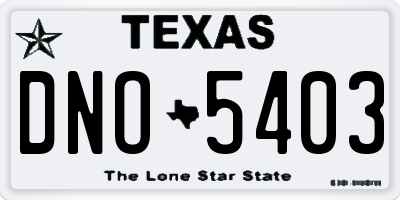 TX license plate DNO5403