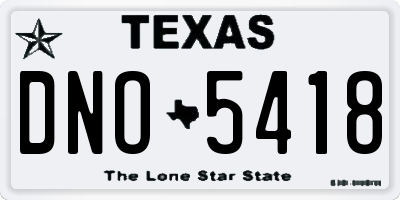 TX license plate DNO5418