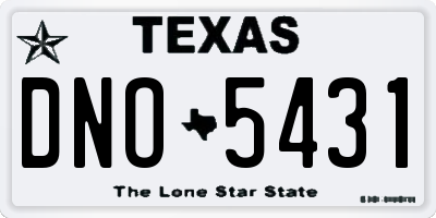 TX license plate DNO5431