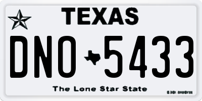 TX license plate DNO5433