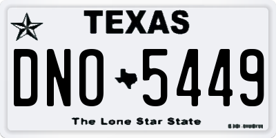 TX license plate DNO5449