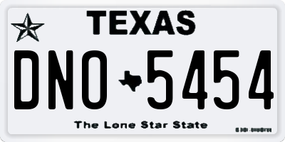 TX license plate DNO5454