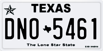 TX license plate DNO5461