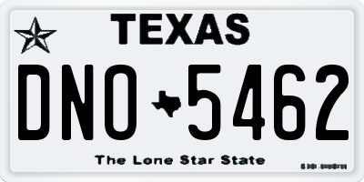 TX license plate DNO5462