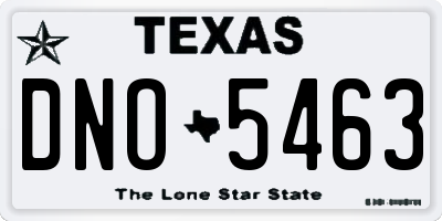 TX license plate DNO5463