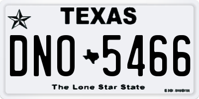 TX license plate DNO5466