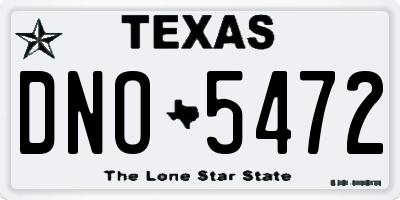 TX license plate DNO5472