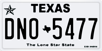 TX license plate DNO5477