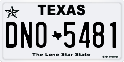 TX license plate DNO5481