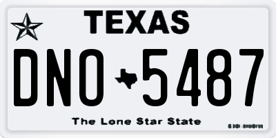 TX license plate DNO5487