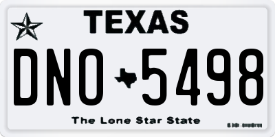 TX license plate DNO5498