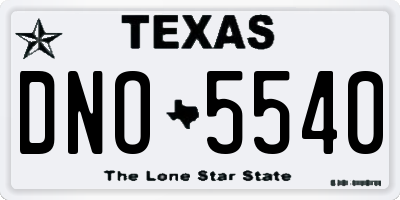 TX license plate DNO5540