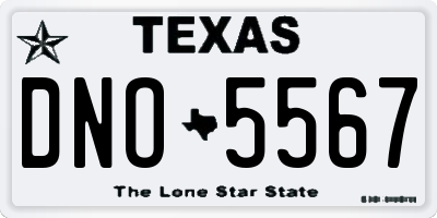 TX license plate DNO5567