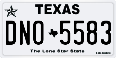 TX license plate DNO5583