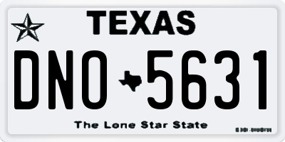 TX license plate DNO5631