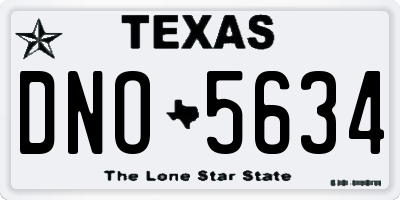 TX license plate DNO5634