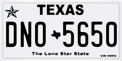 TX license plate DNO5650
