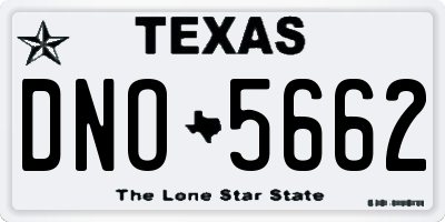 TX license plate DNO5662
