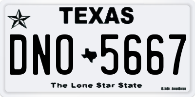 TX license plate DNO5667